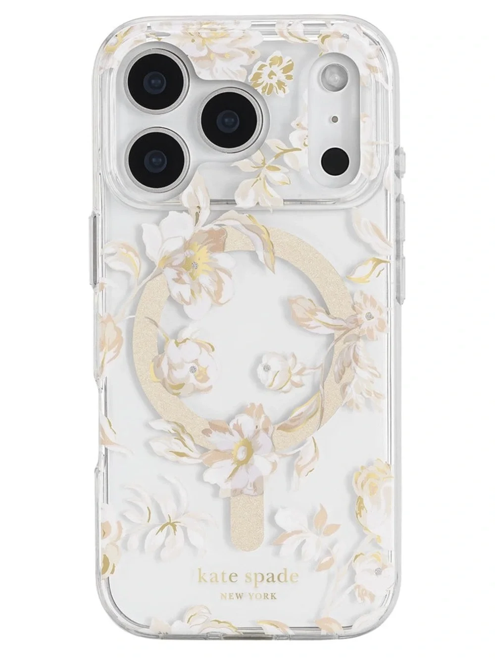 kate spade Floral Clear iPhone Case with Pink and Gold Accents